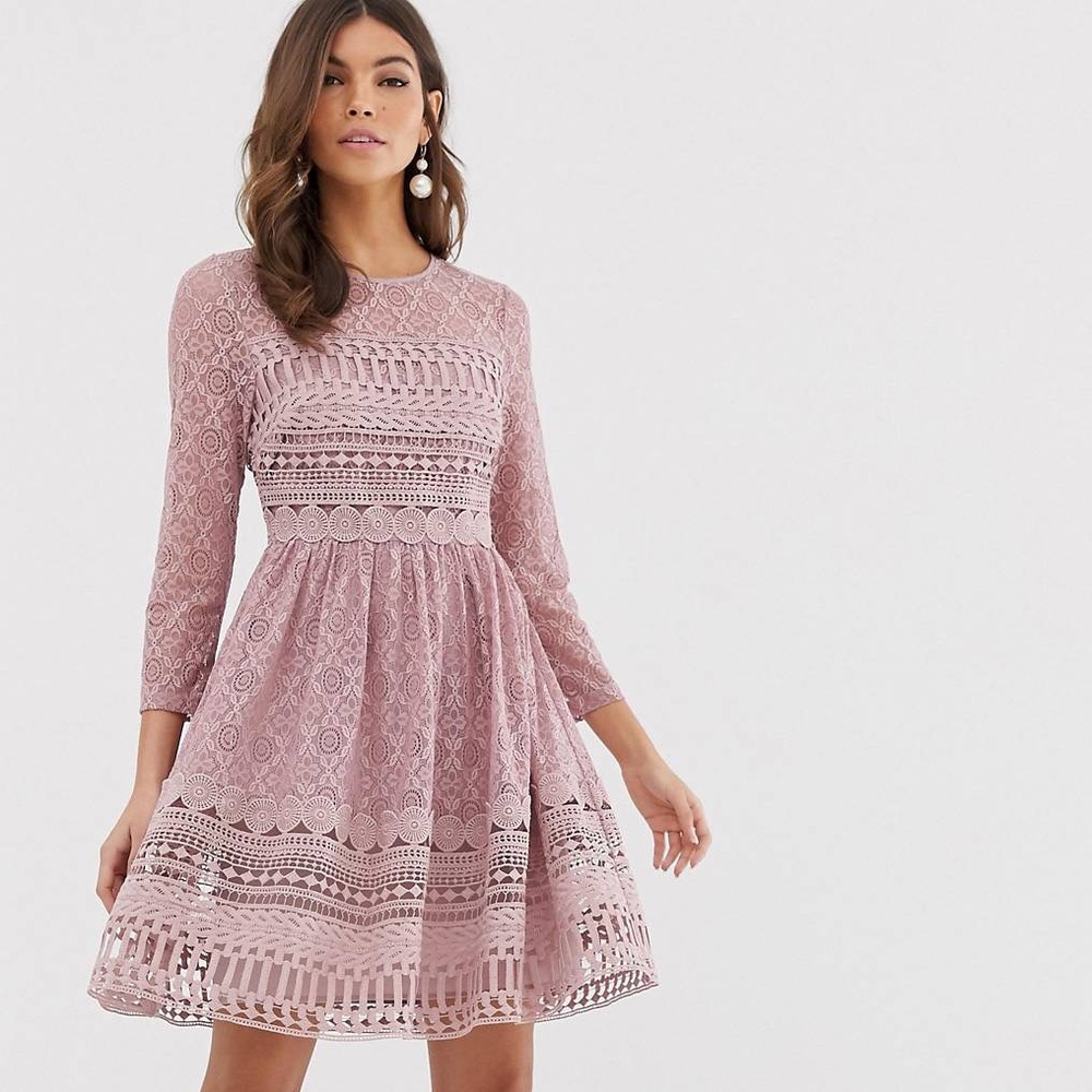 NWT! ASOS Design Premium Lace Mini Skater Dress